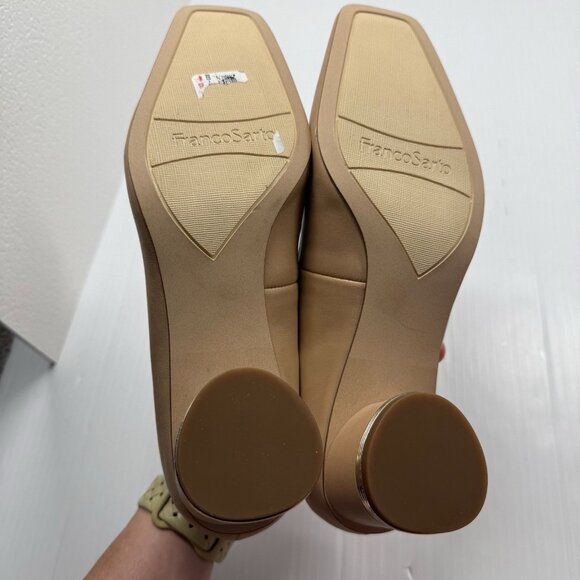 Franco Sarto L-Pisa Nude Leather Block Heel Pumps Women’s 7.5M Comfort Chic - Picture 8 of 11